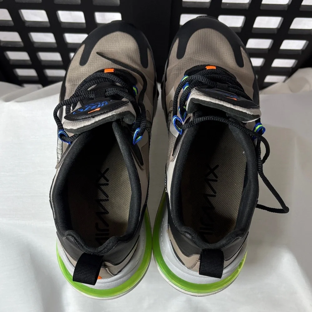 🖤 Nike Air 270 React Black Green Orange Size 6.5 Worn Once, exc. cond. comfy 🖤 - Picture 8 of 11